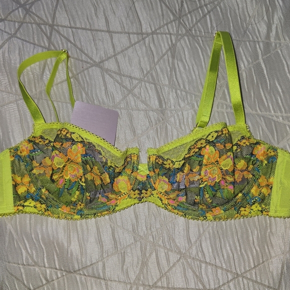 Savage X Fenty Neon Floral Lace Bra 38B NWT - Picture 8 of 8